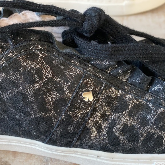 Kate Spade Lynn Metallic Leopard Sneaker {Blk/Gry} - Picture 6 of 8